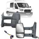 Driver Left Side Door Mirror Long Extension View Tow Mirror Power and Heated with BLIS (Blind Spot Sensor) and Signal Light for Ford Transit 150 250 350 from 2010 to 2024