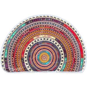 Bohemian Mandala Half Round Door Mat Bath Mat Half Circle Area Rug Indoor Outdoor Doormat Non Slip Bathroom Rugs Entrance Floor Mats Home Decor Rug for Kitchen 18x30 inch