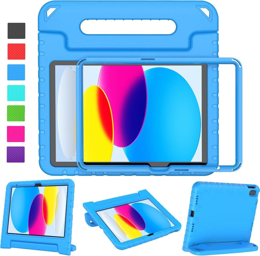 LTROP Kids Case for New iPad (A16) 11th Generation 11-inch 2025/ 10th Generation 10.9-inch 2022 with Screen Protector, Lightweight Shockproof Handle Stand Kids Cover for iPad 11th/ 10th Gen, Blue