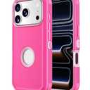 Jiunai for iPhone 17 Pro Max Case Heavy Duty Strong Shockproof Port Protection Dustproof Screenless Dual Layer Bumper Protective Cover Rugged Phone Case for iPhone 17 Pro Max 6.9'' Men Women Pink