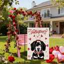 Welcome Valentine's Day Garden Flag Dachshund Dog Love Heart Vertical Double Sided Garden Flag Holiday Outside Yard Decoration Anniversary Wedding Farmhouse Valentines Day Decor 12.5 x 18 Inch