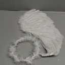 Angel Wings, Feather Angel Wings and Halo, Angel Wings Costume for Adult Kids Women Girls Halloween (White)