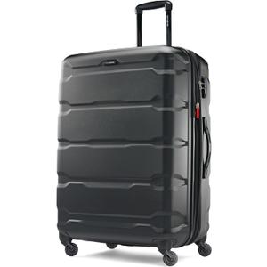 Samsonite Omni PC Hardside Expandable Luggage with Spinner Wheels, Black, Checked-Large 28-Inch