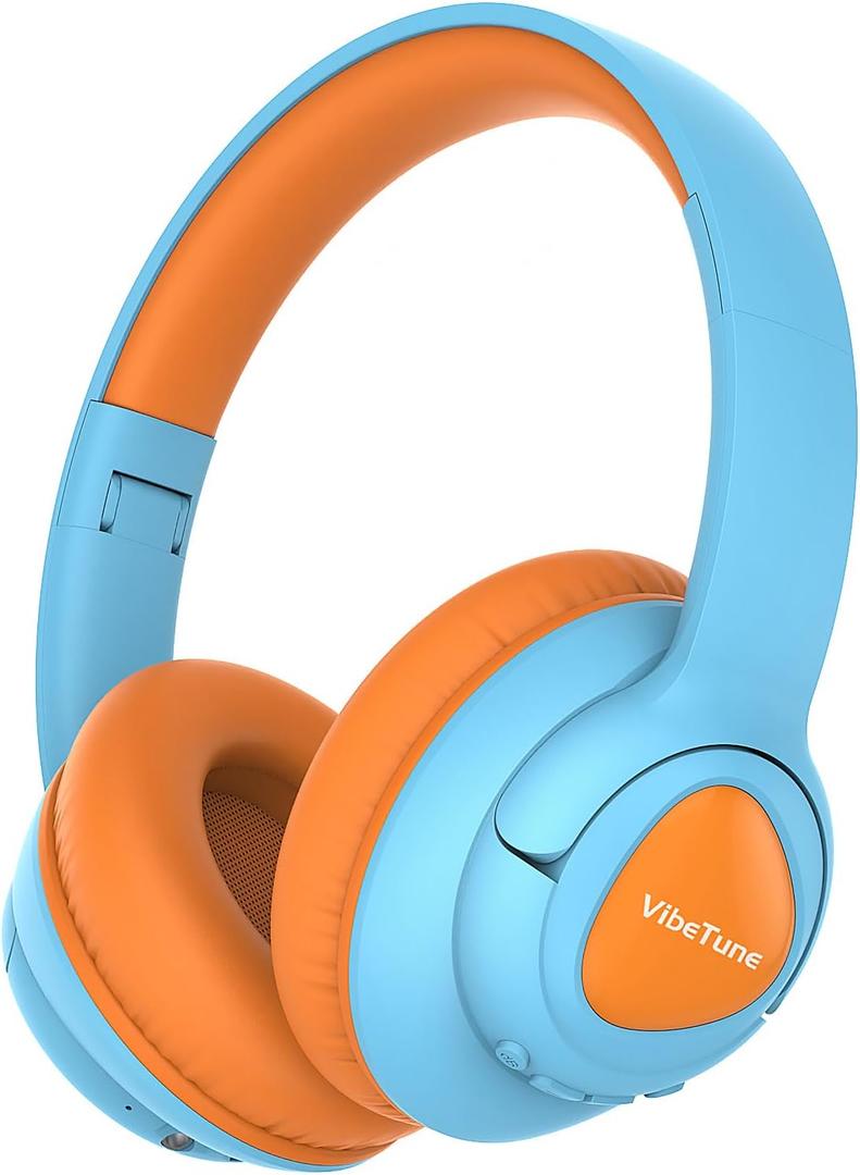 VibeTune Kids Bluetooth Headphones, 60H Playtime, Volume Limited 85/94dB, Bluetooth 5.4, Type-C Fast Charging, Foldable Wireless Headphones for Kids, Toddler Headsets with HD Mic-Blue