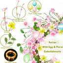 Timer - 20 Inch Easter Wreaths for Front Door Easter Decorations, Easter Wreath with 20 LED Lights Colorful Eggs Flowers Leaves Berried Spring Wreath Decor for Home Holiday Farmhouse Indoor Outdoor