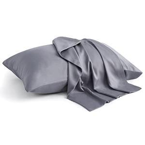 BEDELITE King Size Pillow Cases Set of 2, Rayon Derived from Bamboo, Cooling Pillow Cases for Hot Sleepers & Night Sweats, Breathable and Silky Soft Envelope Pillowcases(Grey, 20"x40")