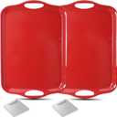 KAQAHIDO Large Melamine Serving Trays for Eating, 17.5 x 12 Serve Platter for Appetizer, Charcuterie, Food, Snack, Cupcakes, Dessert, BPA-Free, Dishwasher Safe Tray, Set of 2, Red