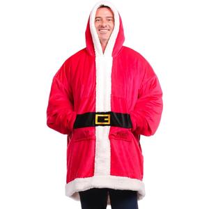 THE COMFY Original | Sherpa Lined Microfiber Fleece Wearable Blanket, Oversized Design with Hood and Pocket from Shark Tank (Santa)