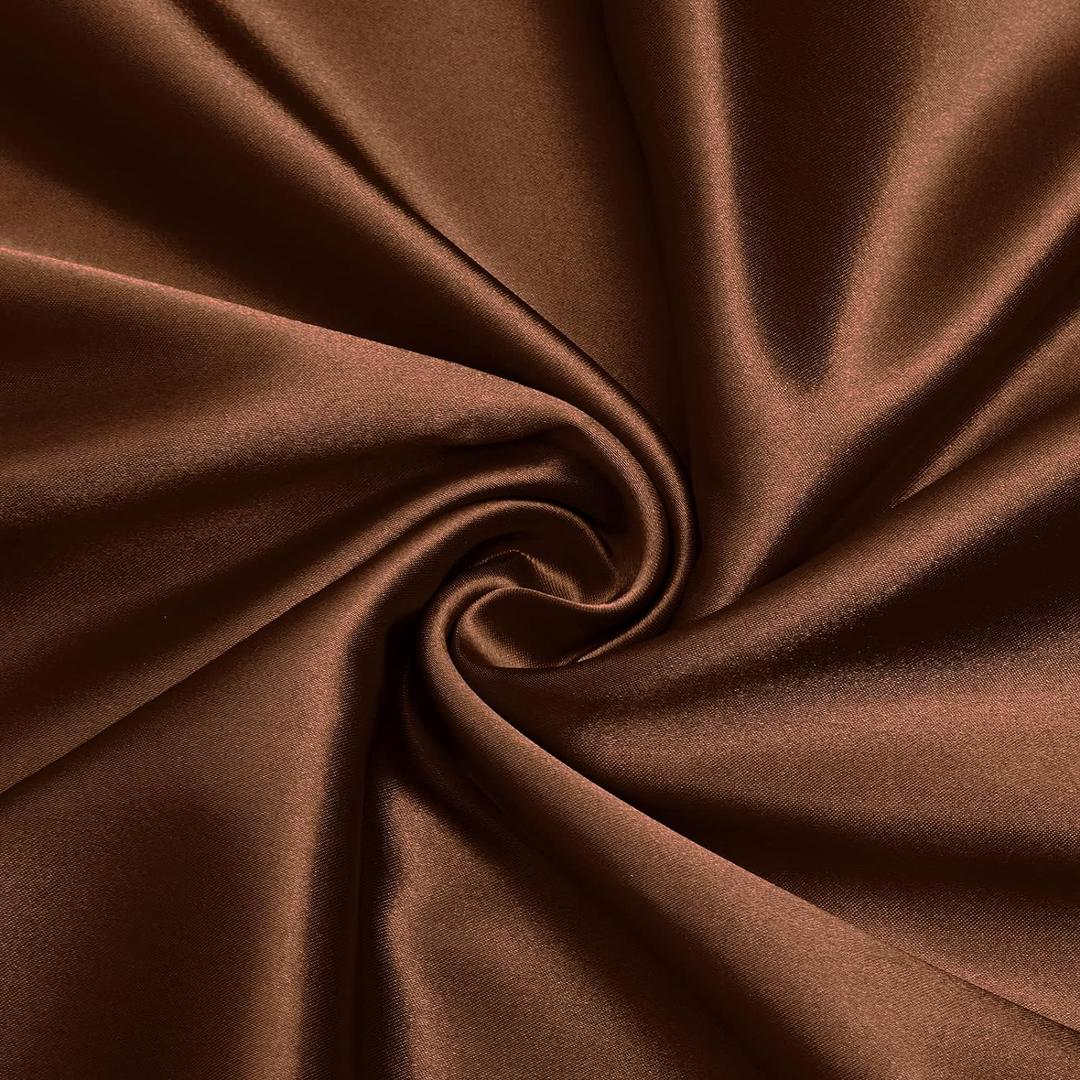 VACVELT Charmeuse Satin Fabric by The Yard, 60 Inch Wide Chocolate Brown Satin Fabric Shiny & Soft Cloth Fabric, Silky Satin Fabric for Bridal Dress, Wedding Decorations, Crafts, Sewing (3 Yards)