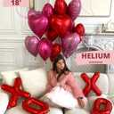 Heart Balloons XOXO Red Pink Fuchsia Mylar Heart Shaped Balloon for Valentines Day 12 Pack Foil Helium Decorations