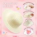 Mepase 70 Pcs DIY Cowboy Kids Hat Set with Flowers - 10 Straw Hats, 60 Artificial Flowers for Tea Party and Dress Up