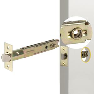 5-Inch Backset Entry Door Latch Fit Standard Knobset, 90 Square Interface with Square Corner Faceplate, Requires a 2-1/8" Cross Bore & 1" Edge Bore, Non-Handed, Polished Brass