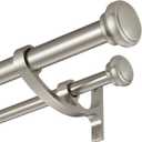 Modern Double Curtain Rods, Matte Nickel Curtain Rod 72-144 Inch Length Drapery Rods with Simple Decorative End Caps 1 Inch Front and 5/8 Inch Diameter Back Dual Curtain Rod Telescoping Window Rods