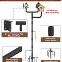 Garbuildman Upgraded Smart Bird Feeder Pole for 3 Birdhouses with Reinforced 5-Prong Base, Adjustable Birdhouse Pole for Outdoors, 3-in-1 Bird Feeder Stand Mounting Kit for Wild Birds Watching, Black