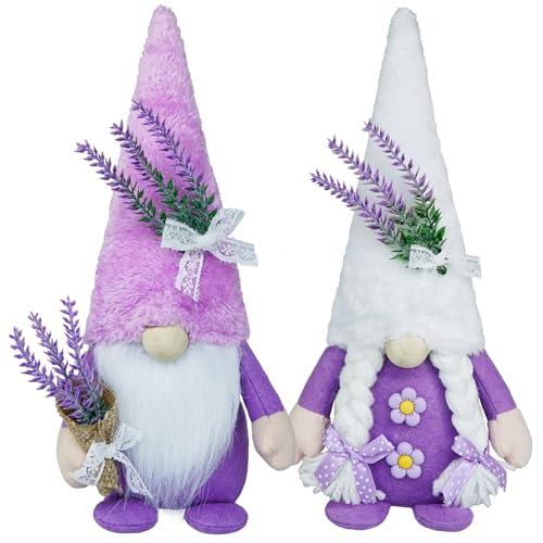 CRCZK Spring Gnome Decor Lavender Gnomes Decorations for Home Swedish Gnome Gifts for Women Handmade Purple Kitchen Decor Spring Tier Tray Decor