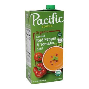Pacific Foods Organic Roasted Red Pepper and Tomato Soup, 32 oz Carton (32 Fl Oz (Pack of 1), Best By JUN 19 2026