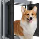 Aluminum Dog Door for Exterior Door,Strong Double Magnetic Flaps,Heavy-Duty Doggy Door for Medium Dog Up to 30LBS (Gray, Medium)