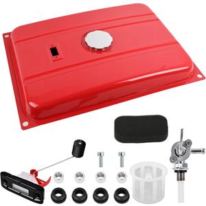 7 Gallon Generator Gas Fuel Tank with Filter Gauge Cap Universal Fit Compatible with EC6500 (7 Gallon, Red)