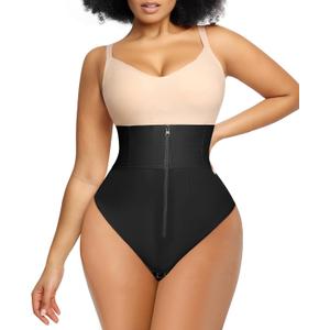 SHAPELLX High Waisted Body Shaper Shorts Shapewear for Women Tummy Control Thigh Slimming Slip Shorts Butt Lifting Shapewear (Small, C1-black Thong Design)
