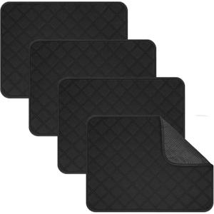 Dimeho 4 PCS Waterproof Chair Pads Reusable Seat Protector Pads Black Washable Seat Cover Non-Slip Absorbent Pee Cover for Incontinence Bed Wheelchair Adults Kids 23.6" x 17.7"