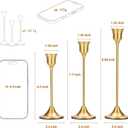 Tifanso Taper Candle Stick Holder - 3PCS Brass Gold Pillar Tall Candlestick Holders Metal Vintage Decor Dinner Table Dining Room Centerpieces Decorations for Wedding Fireplace Mantel Housewarming Gift