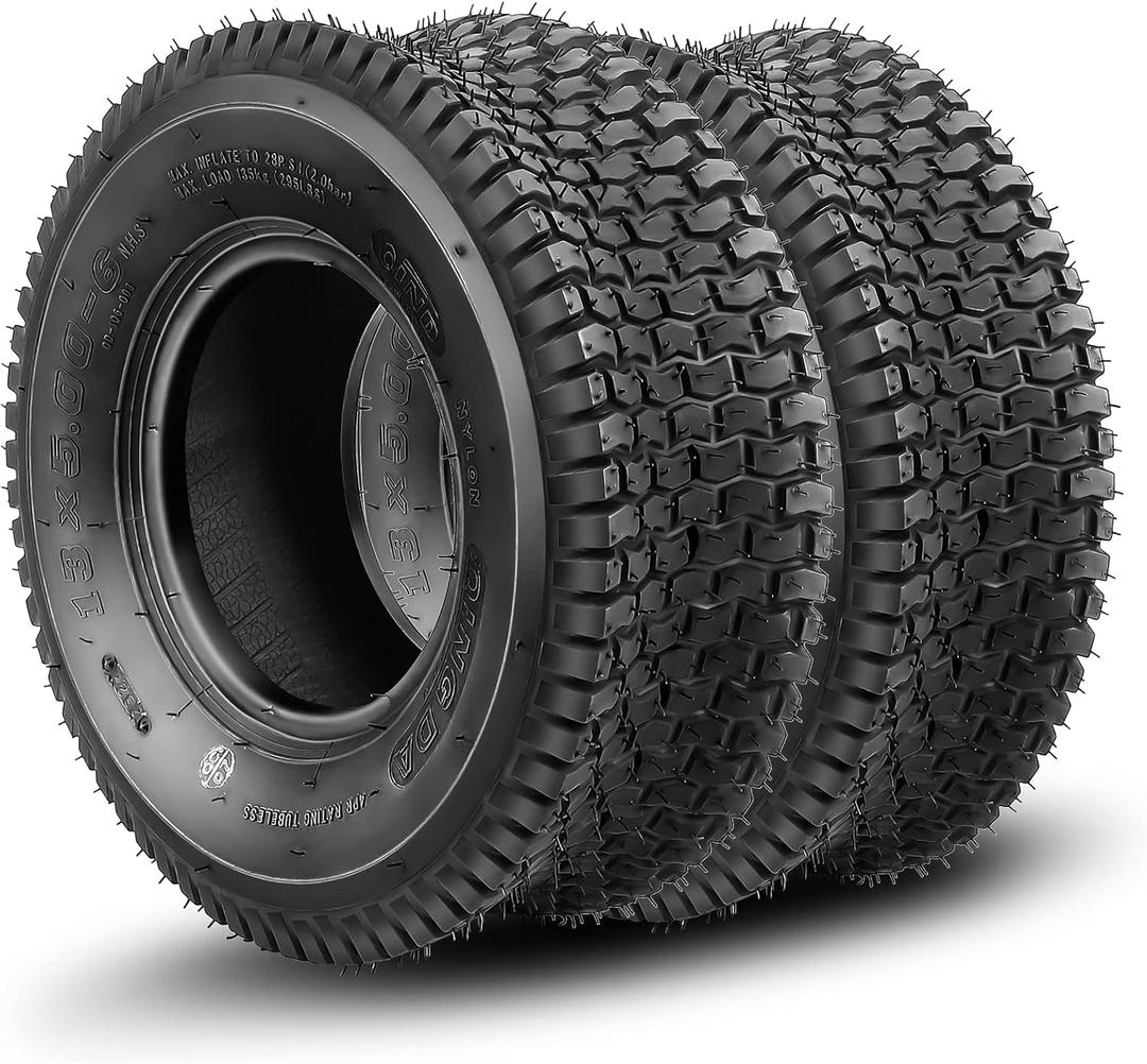 2 Pack 13x5.00-6 Lawn Mower Tire,13x5x6 Tractor Turf Tire,295lbs Capacity,4 ply Tubeless