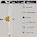 Knurled Brass Tube Wall Sconce - Set of 2 Luxury Modern Dimmable Sconces with Bulbs - Gold Glass Vanity Light Fixture - Vertical or Horizontal Mounted Indoor Lighting for Bathroom Bedroom Living Room