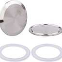 DERNORD 2 Inch Sanitary Fitting Clamp End Cap SS304 with Silicone Gasket fits Tri-Clamp Ferrule Flange (Pack of 2)