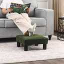 Joveco Small Foot Rest Stool Ottoman, 3D Velvet Square Upholstered Footstool for Chair, Under Desk, Office, Living Room, Deep Green