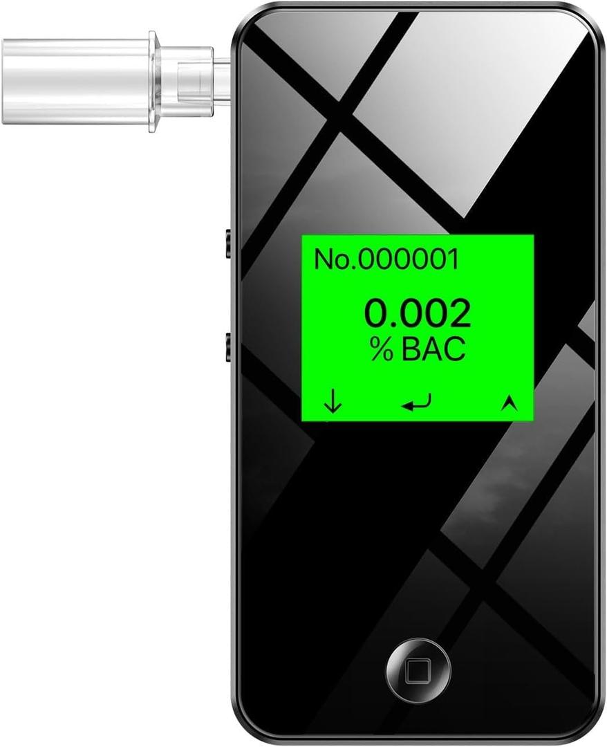 Breathalyzer, 2026 Upgraded Alcohol Breathalyzer Tester with USB Rechargeable & LCD Display, Portable Personal Breathalyzer for Home and Travel Use (Includes 10 Mouthpieces) (Black)