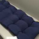 downluxe Outdoor Bench Cushion for Patio Furniture, Waterproof Tufted Overstuffed Porch Swing Cushions, Thick Outdoor Loveseat Cushions, 44" X 19" X 5", Navy, Set of 1