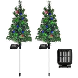 Solar Christmas Tree Garden Stake Lights Waterproof Christmas Decorations Tree Lights Outdoor Xmas Tree Light Christmas dcor Pathway Lights Patio Yard (Color, 2pcs