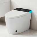 Smart Toilet with Heated Seat & Dual Auto Flush, Foot Sensor, Tankless One-Piece Electric Toilet with Manual Soft-Close Seat & Lid, Night Light, LED Display & 1000g Powerful Flush, 0.8/1.28GPF