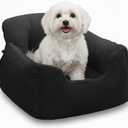 Oiilores Dog Car Seat for Small Dogs,Washable Pet Booster Seats for Car with Clip-On Safty Leash, Reversible Puppy Carseat with Storage Pockets, Travel Carrier Bed for Dogs Under 25 lbs, Dark Grey