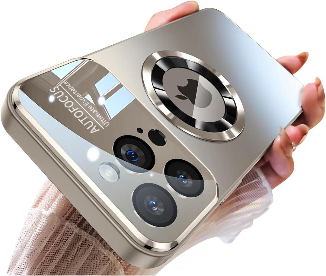 Magnetic Design for iPhone 15 Case,[Compatible with MagSafe][Military Grade Drop Protection] Camera Lens Protector Cover Logo View Dust-Proof Matte Shockproof Protective Cover,Silver