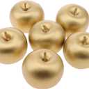 6 Pcs Artificial Golden Apples for Decoration, Realistic Fake Apple Plastic Fruit for Home Decor, Decorative Fake Fruit Bowl Fillers for Kitchen Table Centerpieces