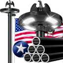 Heavy Duty 25 FT Flag Pole with Solar Light, Extra-Thick Aluminum, 100 MPH Wind Resistant, Includes 5x3 ft Nylon Embroidered Flag, Waterproof FlagPole Kit for Outside House