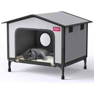SOVPAI Outdoor cat House, Waterproof cat House for Stray Pets, Suitable for Outdoor/Indoor Cats, Easy to Assemble and Clean, Suitable for Multiple Pets and Large Cats (Grey, L 24 * 19 * 17)