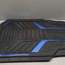 PIC AUTO Heavy Duty Rubber Floor Mats, Blue Aluminum Film Car Mats Set, Front and Rear Car Mats with Anti-Slip Backing, All Weather Protection, Trim-to-Fit for Automotive SUV, Sedan, Van