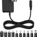 DC 5V 1A Power Cord Adapter with 10 Connectors - Universal AC/DC Charger for Security Cameras,Baby Monitors,TV Boxes,Raspberry Pi, and More - DC 5 Volt 1A 0.5A Power Supply, FCC and UL certified (5ft)