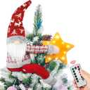 Christmas Tree Topper, 22" Gnome Treetop with Lights and Remote Control Timer, Christmas Tree Decoration for Holiday Ornament and Home Decor, Red