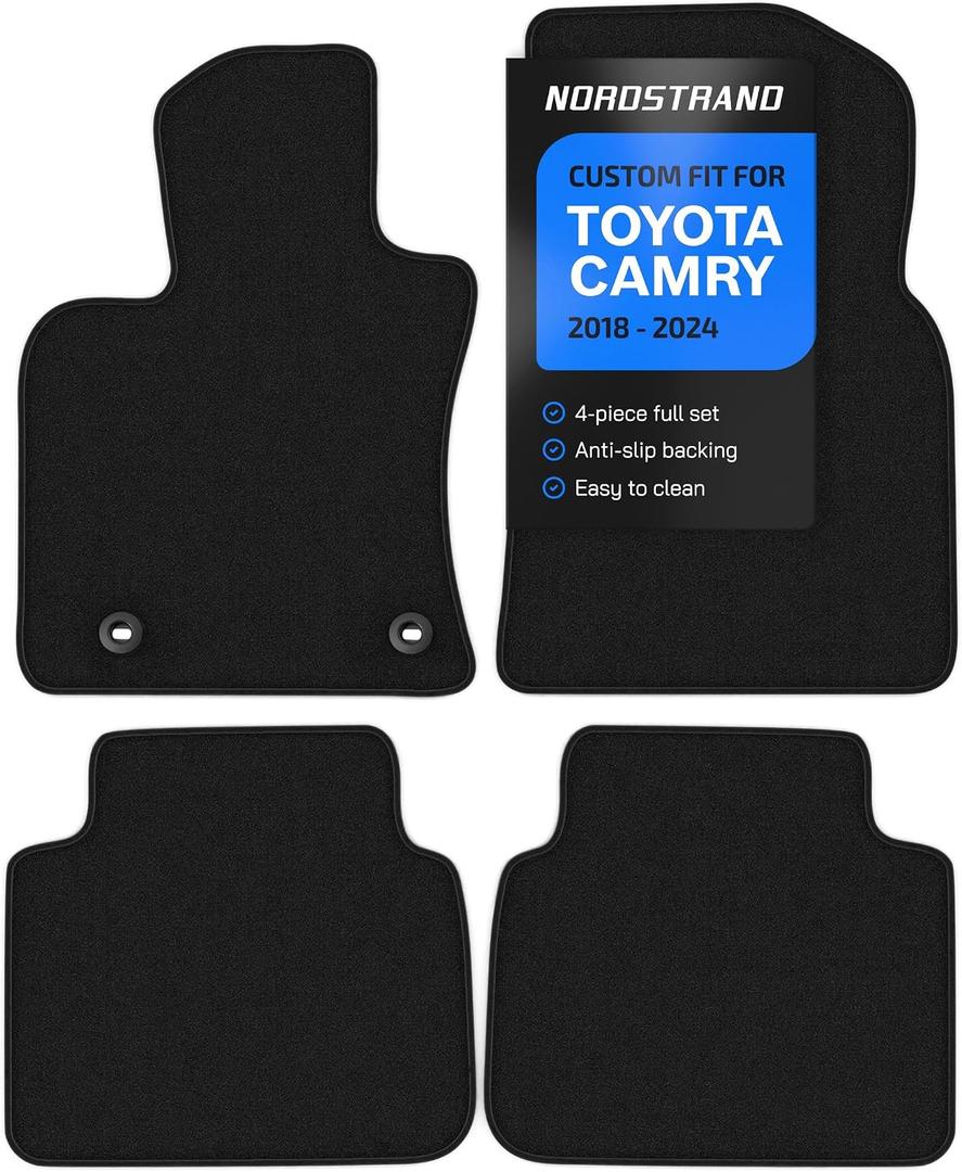 Floor Mats for Toyota Camry 2018-2024 - Custom Fit 3D Carpet Mats
1st & 2nd Row Set - Anti-Slip Backing - Carpet All Weather Car Floor Liners