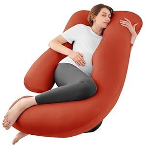 Sasttie Pregnancy Pillows for Sleeping, U Shaped Cooling Full Body Pillow with Removable Cover, Pregnant Women Must Haves, Maternity Essential, Beige (57 Inch)