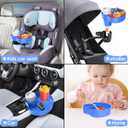 Kids Car Seat Tray, Travel Tray with Cup Holder for Toddler, Kids Car Seat Food Snack Holder for Road Trip, Stroller Snack Organizer travel must haves - Blue Color