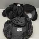 Travel Blanket Pillow Set - Travel Neck Pillow & Blanket for Airplane, Thick Fleece Plane Blanket, Hooded Memory Foam Neck Pillows, Foldable Duffel Bag, Sleep Mask, Earplugs for Plane Traveling, Black