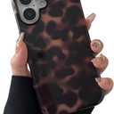 Longlayss Compatible with iPhone 16 Plus Case Tortoise Shell Phone Case for Women Girl Shockproof TPU and Hard PC Protective Cover - Amber Brown Leopard