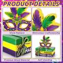 4 Pcs Mardi Gras Decorations for Home Masquerade Mask Wooden Table Centerpieces Mardi Gras Tabletop Blocks Sign Wood Books Stack Tiered Tray Decor Indoor Office Desk Shelf Rustic Mantel Carnival Party (Large, Purple)