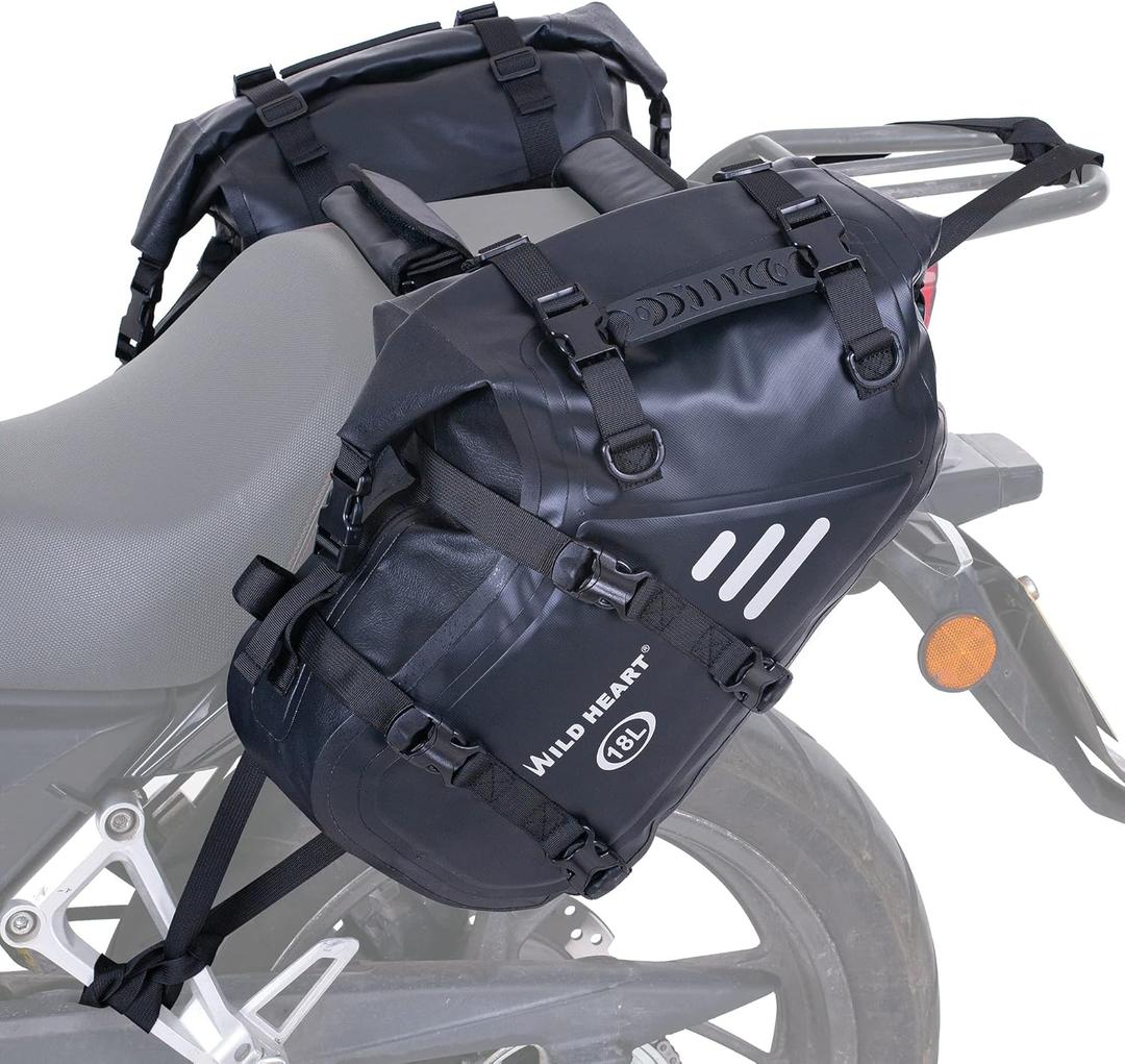 WILD HEART Motorcycle Side Saddlebags 36L (18L*2) Waterproof Pannier Bag Trunk Motorcycle Accessory