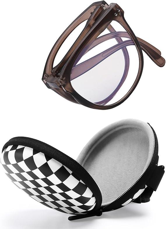 Large Frame Folding Reading Glasses for Women and Men Blue Light Blocking Readers Glasses for Reading with Portable Case