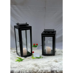 Black Lanterns Decorative Indoor, Tempered Glasses : 13 inch